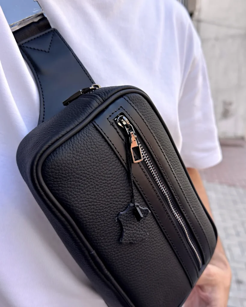 Leather Crossbody Bag — Black, 2161 — product view 2