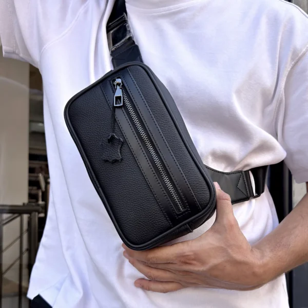 Leather Crossbody Bag — Black, 2161 — product view 1