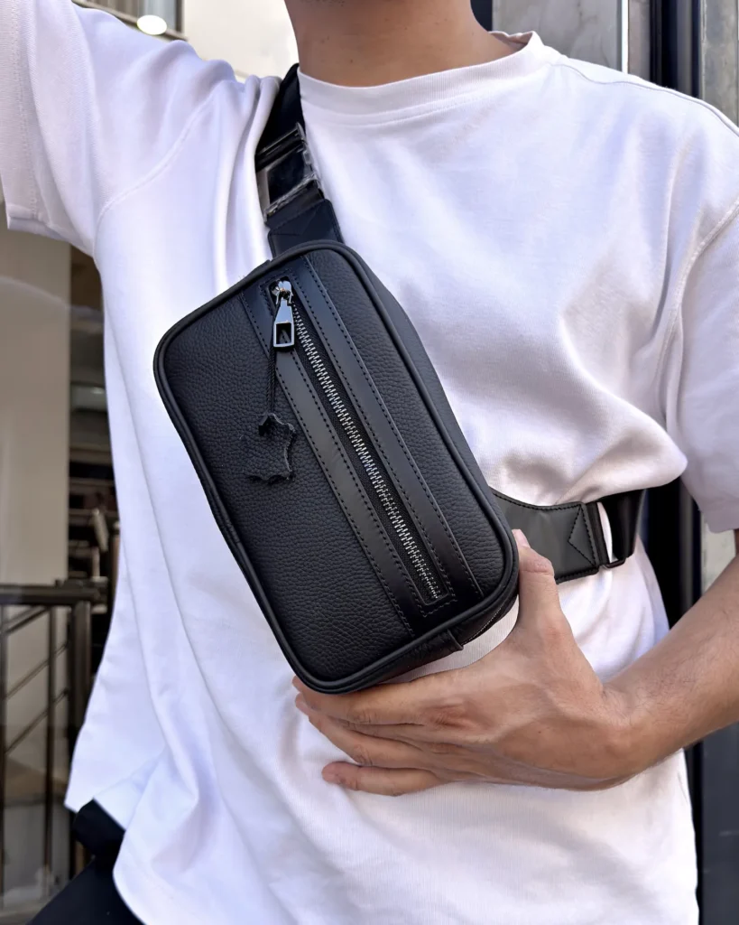 Leather Crossbody Bag — Black, 2161 — product view 1