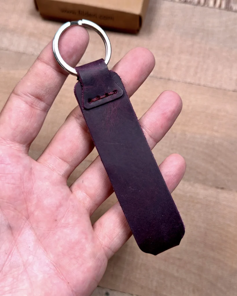 Leather Keyring — Plum — product view 2