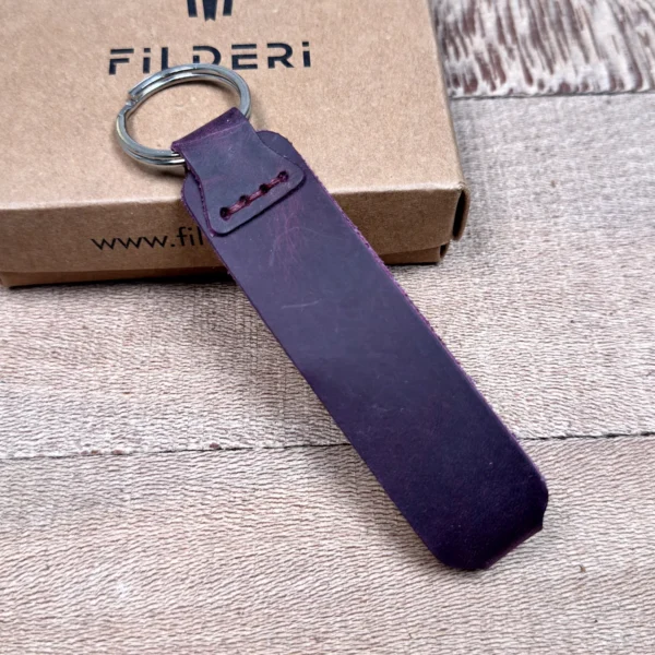 Leather Keyring — Plum — product view 1
