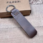 Leather Keyring — Glossy Brown — product view 1
