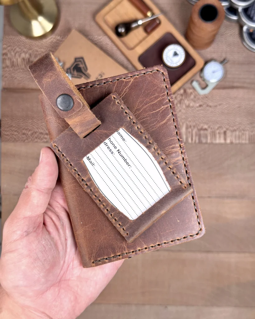 Leather Passport Cover & Luggage Tag — Hazelnut Brown, 2038 — product view 2