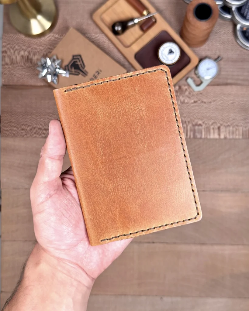 Leather Passport Cover & Luggage Tag — Cognac, 2038 — product view 2