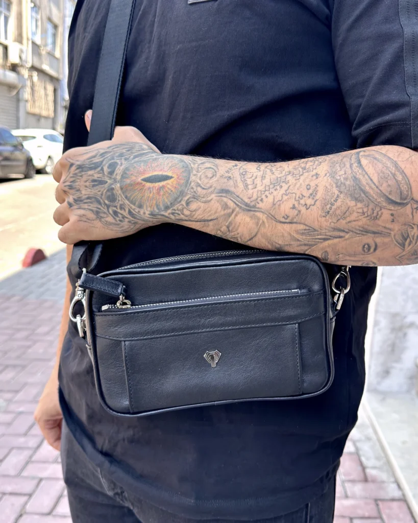 Leather Crossbody Bag — Black, 2162 — product view 1