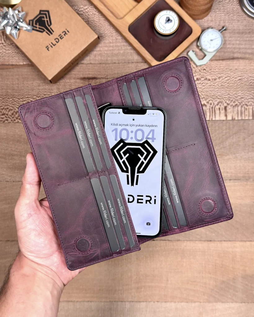 Leather Phone Wallet — Purple, 2028 — product view 1