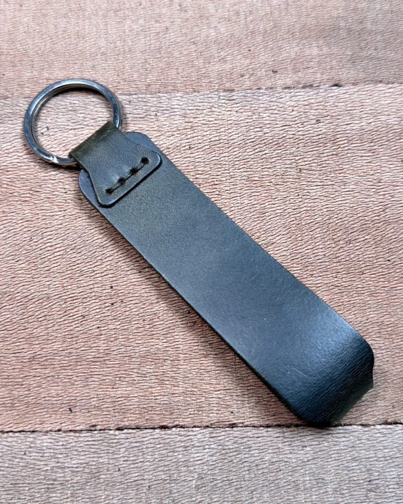 Leather Keyring — Green, Crazy — product view 1