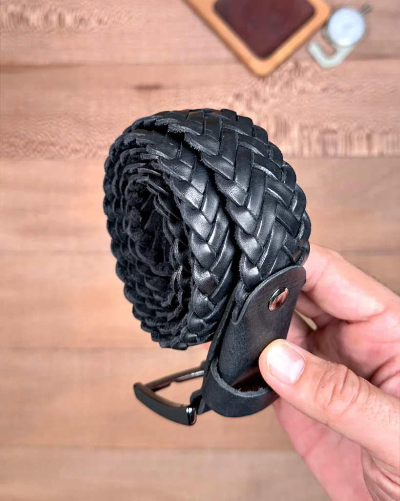 Braided Men's Leather Belt — Black — product view 2