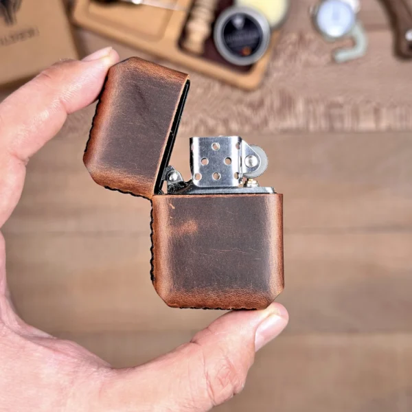 Leather-Covered Lighter — Hazelnut Brown, 2077 — product view 1