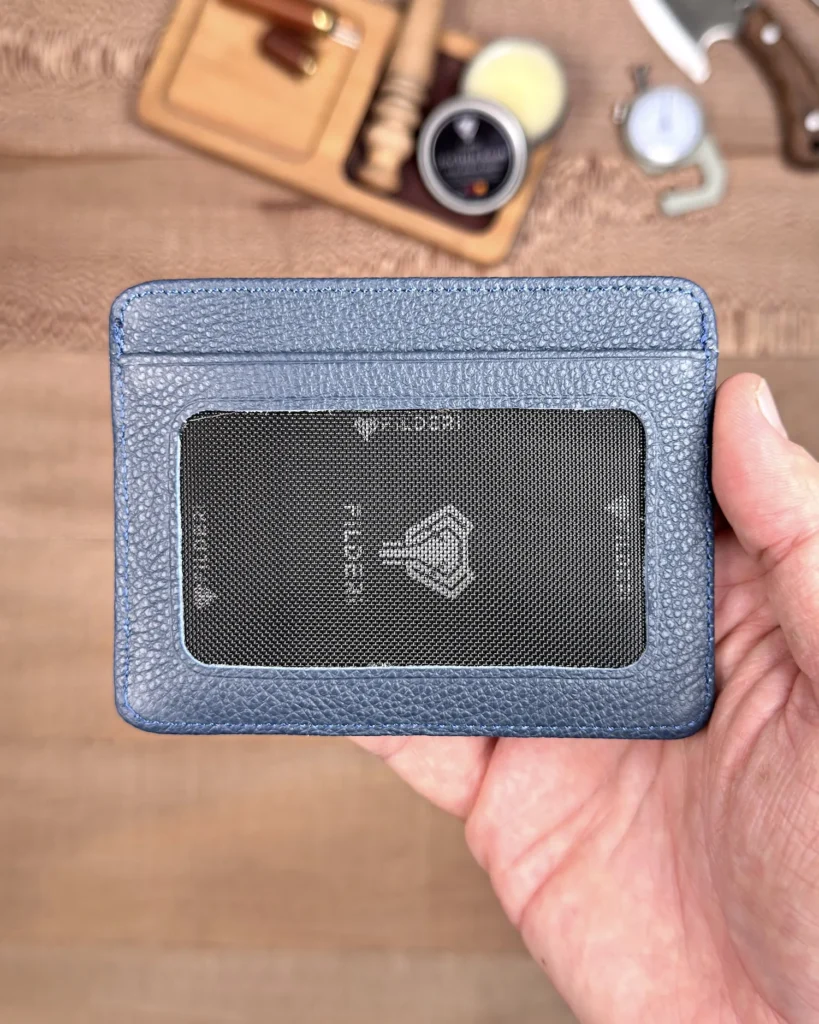 Leather Card Holder — Navy, Guti, 2165 — product view 2