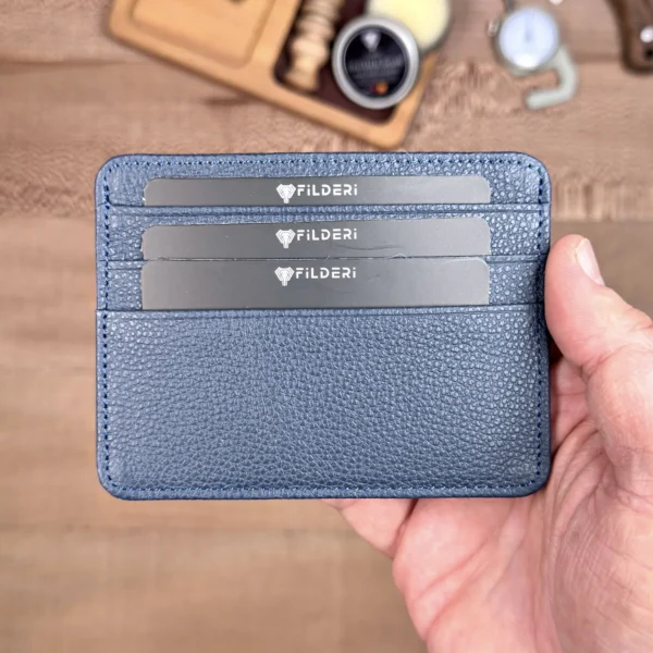 Leather Card Holder — Navy, Guti, 2165 — product view 1