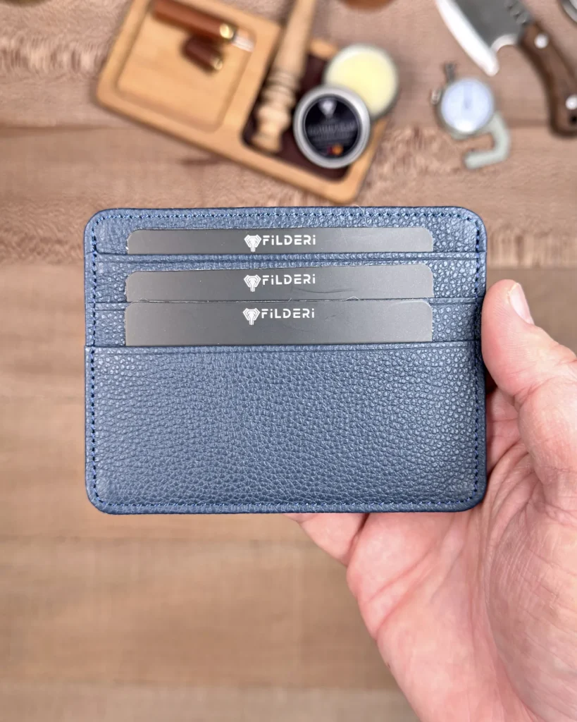 Leather Card Holder — Navy, Guti, 2165 — product view 1