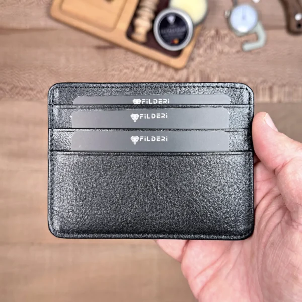 Leather Card Holder — Black, Arsel, 2165 — product view 1
