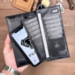 Magnetic Leather Phone Wallet — Glossy Black, 2047 — product view 1