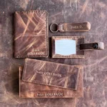 Distressed Leather Gift Set — Hazelnut Brown — product view 1