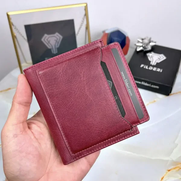 Leather Card Holder — Burgundy, 2058 — product view 1
