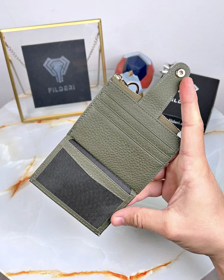 Leather Card Holder — Khaki, 2052 — product view 2
