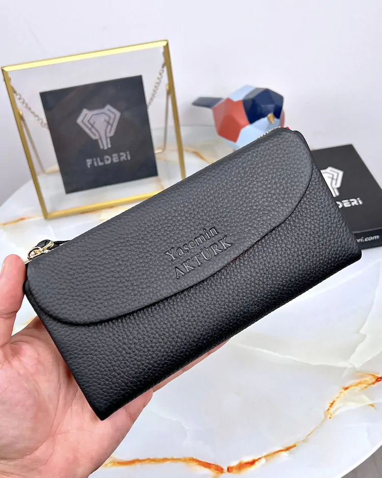 Leather Phone Wallet — Black, Guti, 2049 — product view 2