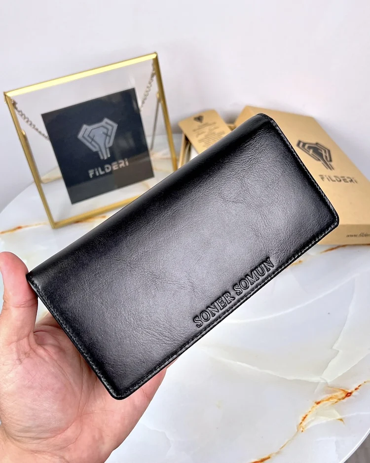 Leather Phone Wallet — Glossy Black, 2028 — product view 2