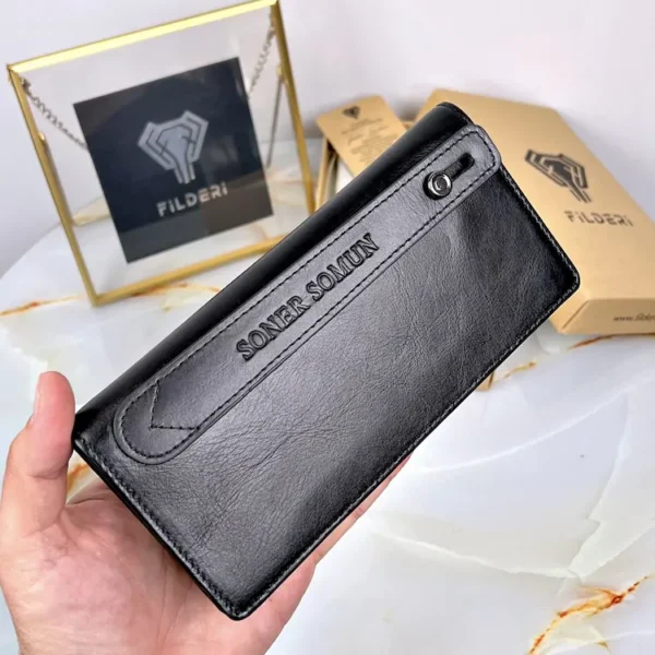 Leather Phone Wallet — Glossy Black, 2028 — product view 1
