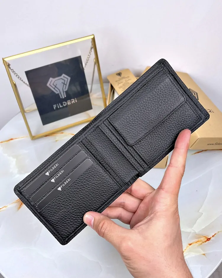 Men's Leather Wallet — Black, Guti, 2025 — product view 2
