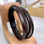 Leather Bracelet — Brown — product view 1