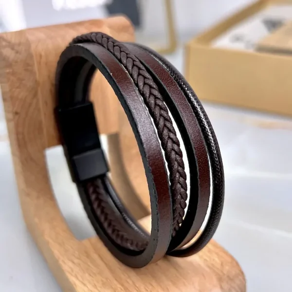 Leather Bracelet — Brown — product view 1