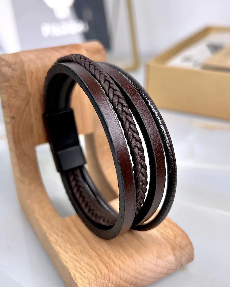 Leather Bracelet — Brown — product view 1