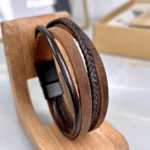 Distressed Leather Bracelet — Hazelnut Brown — product view 1