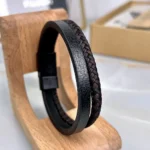 Braided Leather Bracelet — Black, Brown — product view 1