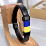Leather Bracelet — Yellow, Navy — product view 1