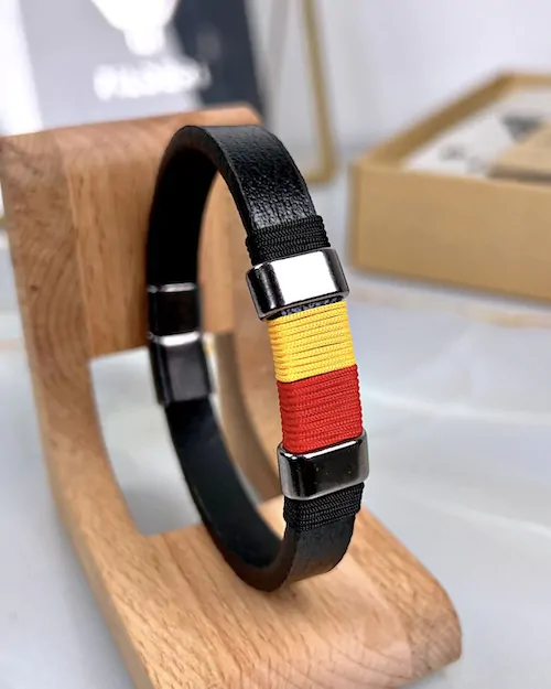 Leather Bracelet — Yellow, Red — product view 1