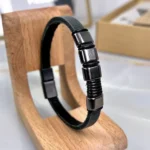 Distressed Magnetic Leather Bracelet — product view 1