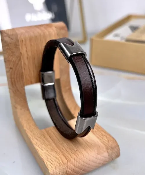 Leather Bracelet — Brown — product view 1