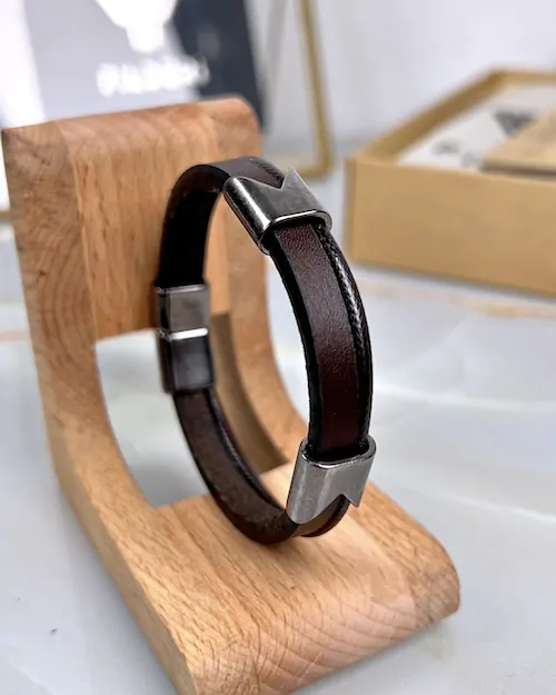 Leather Bracelet — Brown — product view 1