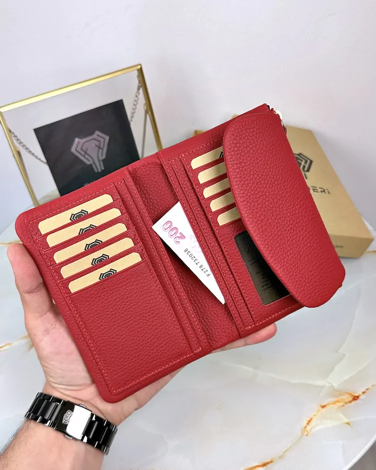 Compact Women's Leather Wallet — Red, Guti, 2064 — product view 2