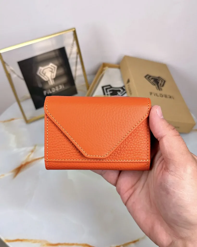 Leather Card Holder — Orange, Guti, 2063 — product view 2