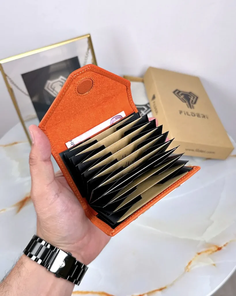 Leather Card Holder — Orange, Guti, 2063 — product view 1