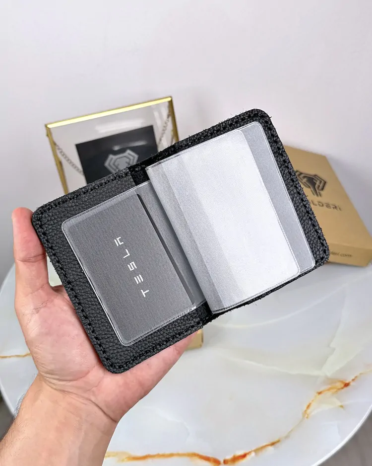 Leather Vehicle Document Holder — Black, Guti, 2060 — product view 1