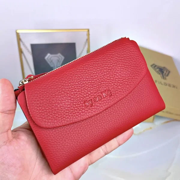 Compact Women's Leather Wallet — Red, Guti, 2064 — product view 1