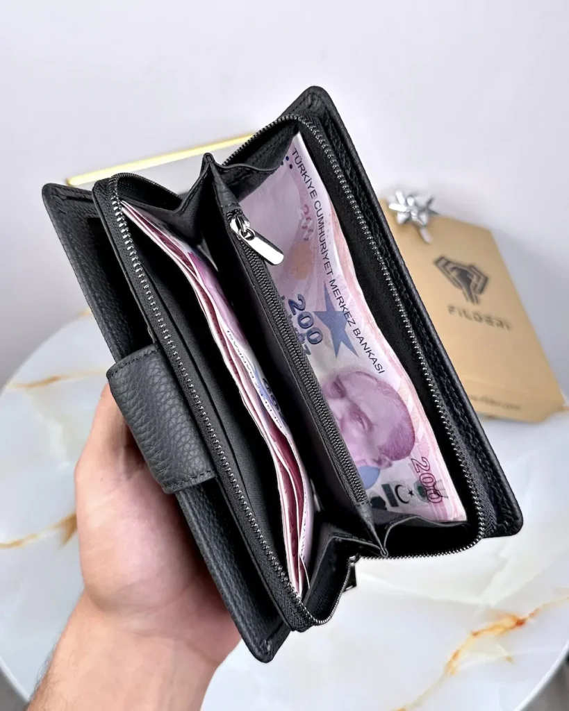 Large Leather Phone Wallet — Black, Guti, 2069 — product view 2