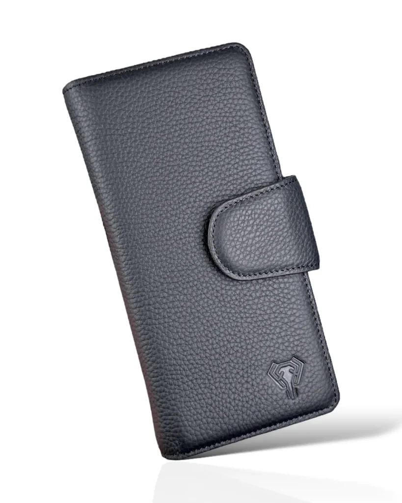 Large Leather Phone Wallet — Black, Guti, 2069 — product view 1