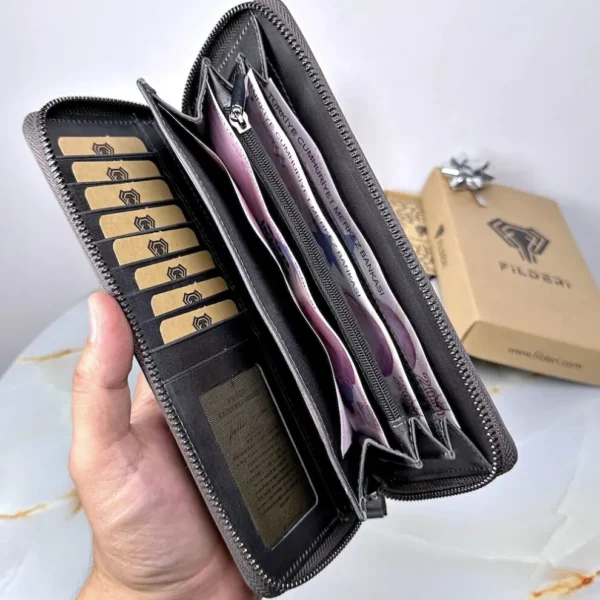 Zip Leather Phone Wallet — Gray, 2055 — product view 1
