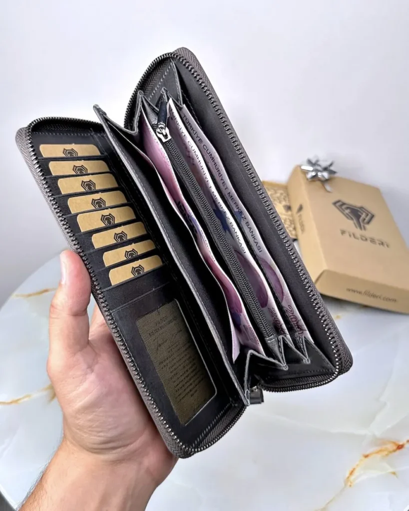 Zip Leather Phone Wallet — Gray, 2055 — product view 1