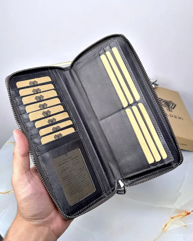 Zip Leather Phone Wallet — Gray, 2055 — product view 2