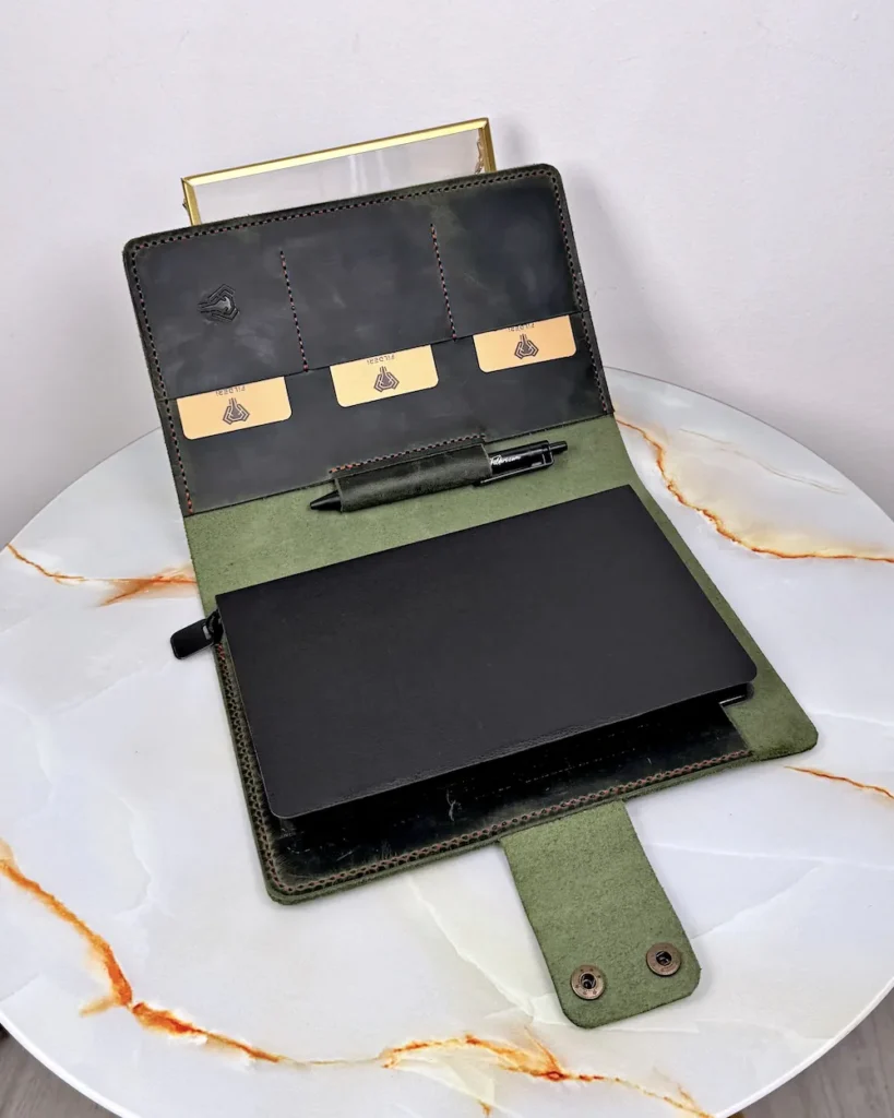 Hand-Stitched Leather Organizer — Green, 2074 — product view 1