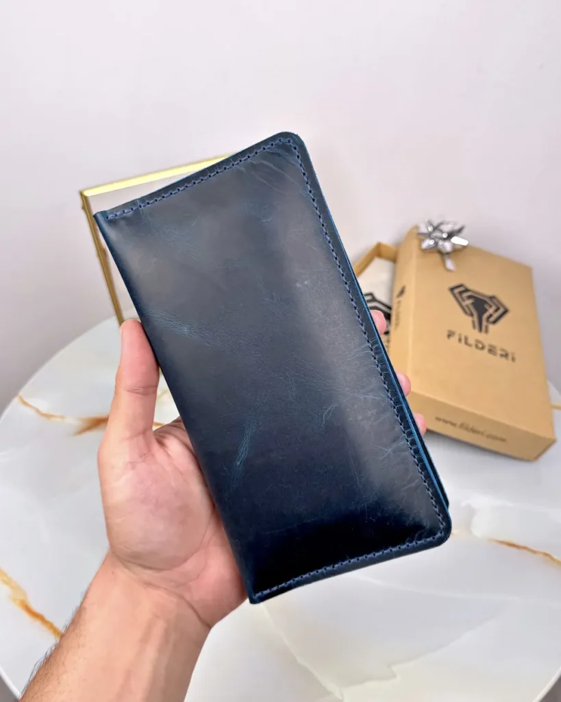 Hand-Stitched Leather Phone Wallet — Blue, 2072 — product view 2