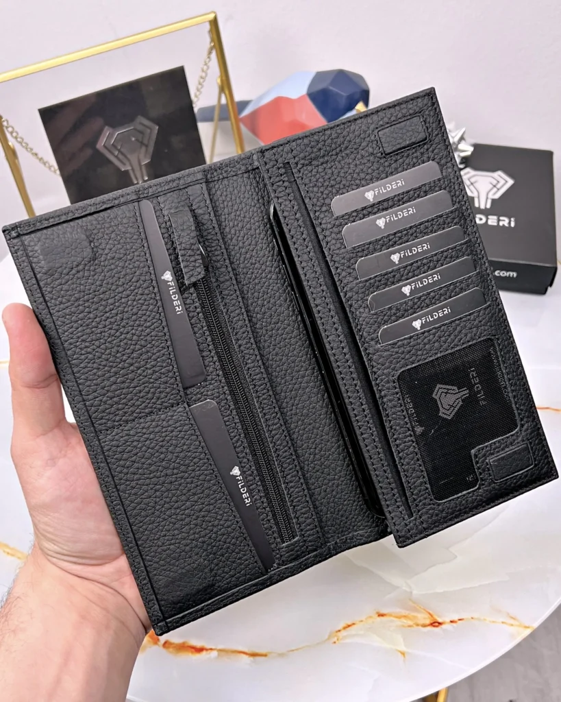 Magnetic Leather Phone Wallet — Black, Guti, 2047 — product view 2
