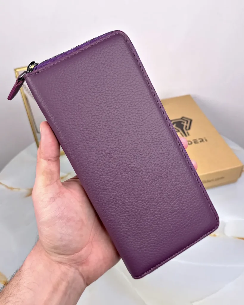 Zip Leather Phone Wallet — Purple, Guti, 2055 — product view 2