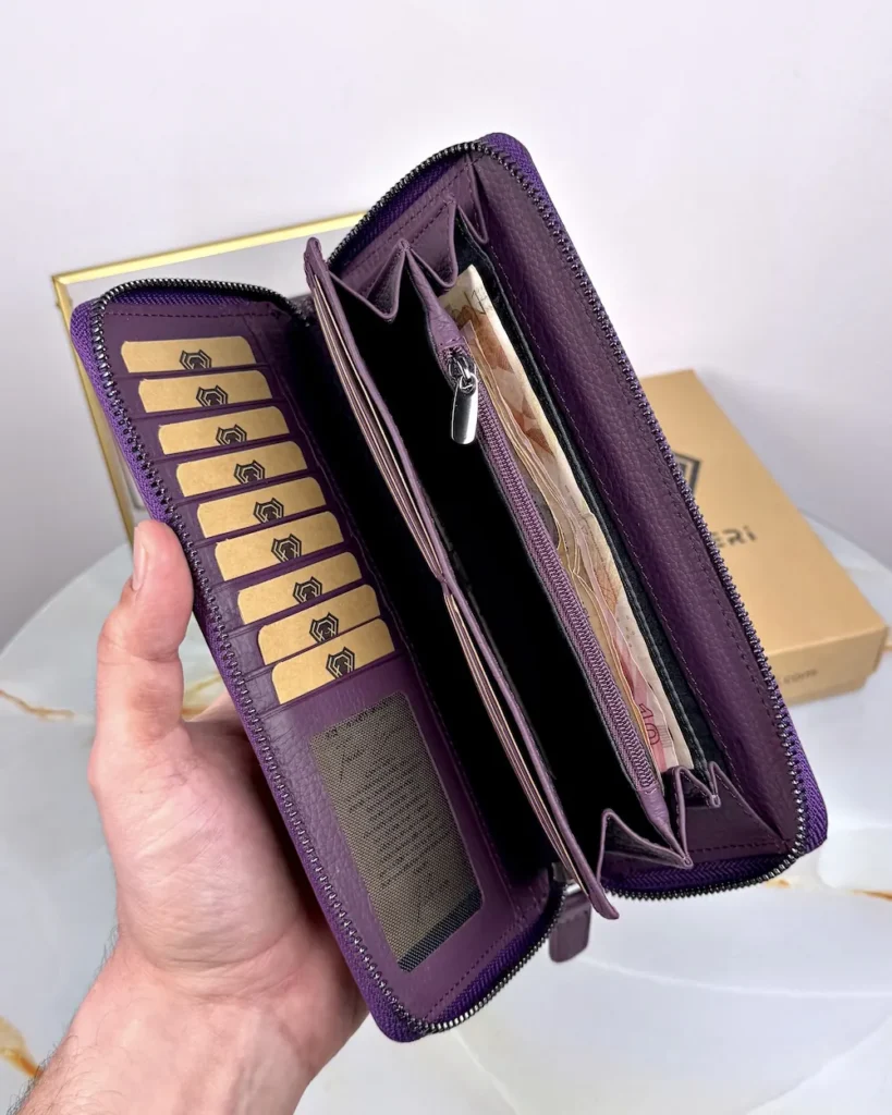 Zip Leather Phone Wallet — Purple, Guti, 2055 — product view 1
